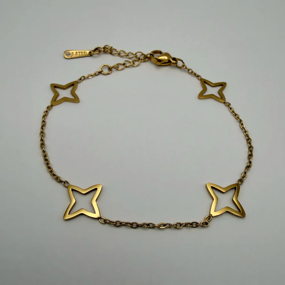 Gold Stainless Steel Star Charm Bracelet Dainty Minimalist Jewelry